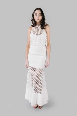 Nicholas Geo Lace Layered Gown White Size 8 for rent on The Volte - image 1