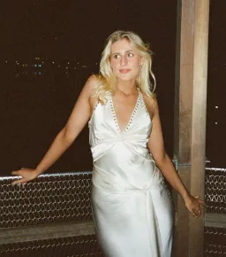 Ruth Tarvydas Open Back Vintage Maxi Dress White Size 8 for rent on The Volte - image 2