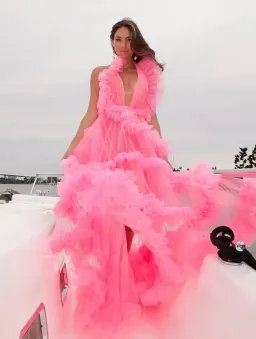 White Label Noba Zsa Zsa Tulle Dress Hot Pink Size 8  for rent on The Volte - image 2