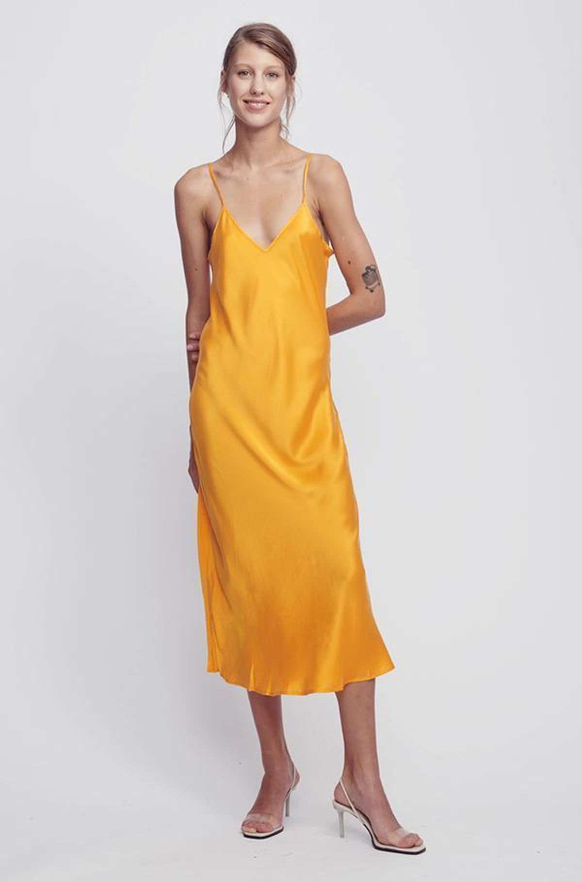 Silk Laundry Classic 90s Silk Slip Dress in Marigold size 12 - Image 1