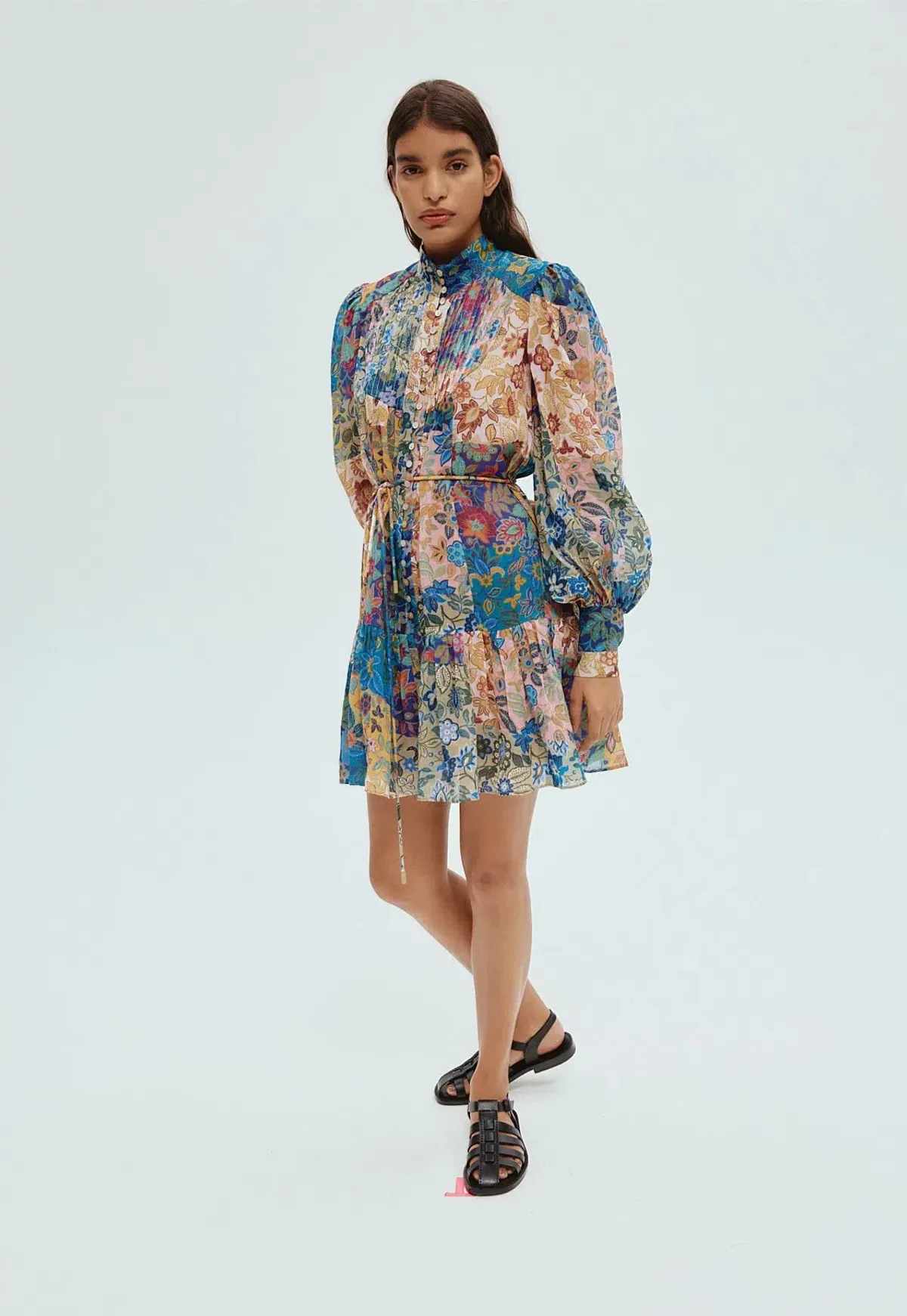 Alemais Bella Patchwork Mini Dress Multi Floral Size 6 - Image 2