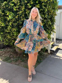 Alemais Bella Patchwork Mini Dress Multi Floral Size 6 for rent on The Volte - image 1