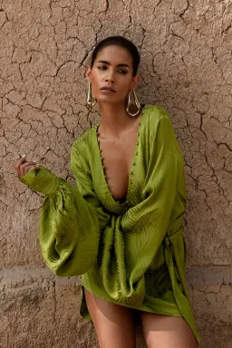 Rat & Boa Harlequin Dress Cypress Green Size L / AU 12 for rent on The Volte - image 2