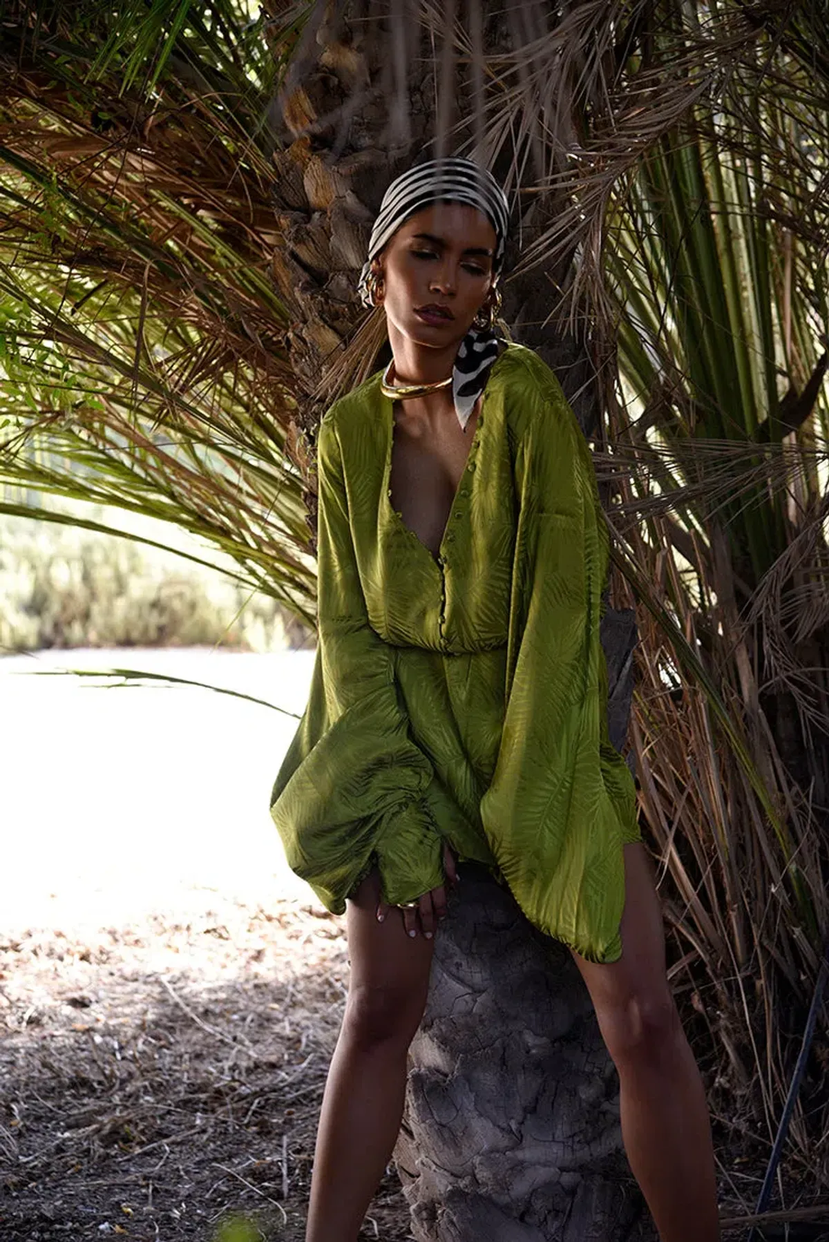 Rat & Boa Harlequin Dress Cypress Green Size L / AU 12 - Image 1