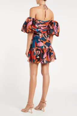 Rebecca Vallance Catalina Puff Sleeve Mini Dress Multi Size 14 for rent on The Volte - image 2