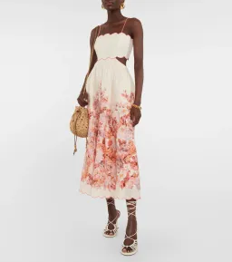 Zimmermann The Devi Scallop Midi Dress in Cream Floral Size 0 /Au 8 for rent on The Volte - image 1