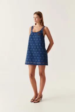 Aje Ratio Logo Mini Dress Blue Size 14  for rent on The Volte - image 2