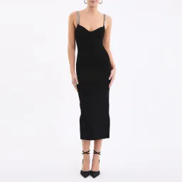 Rebecca Vallance Adele Knit Midi Dress Black Size 8  for rent on The Volte - image 1