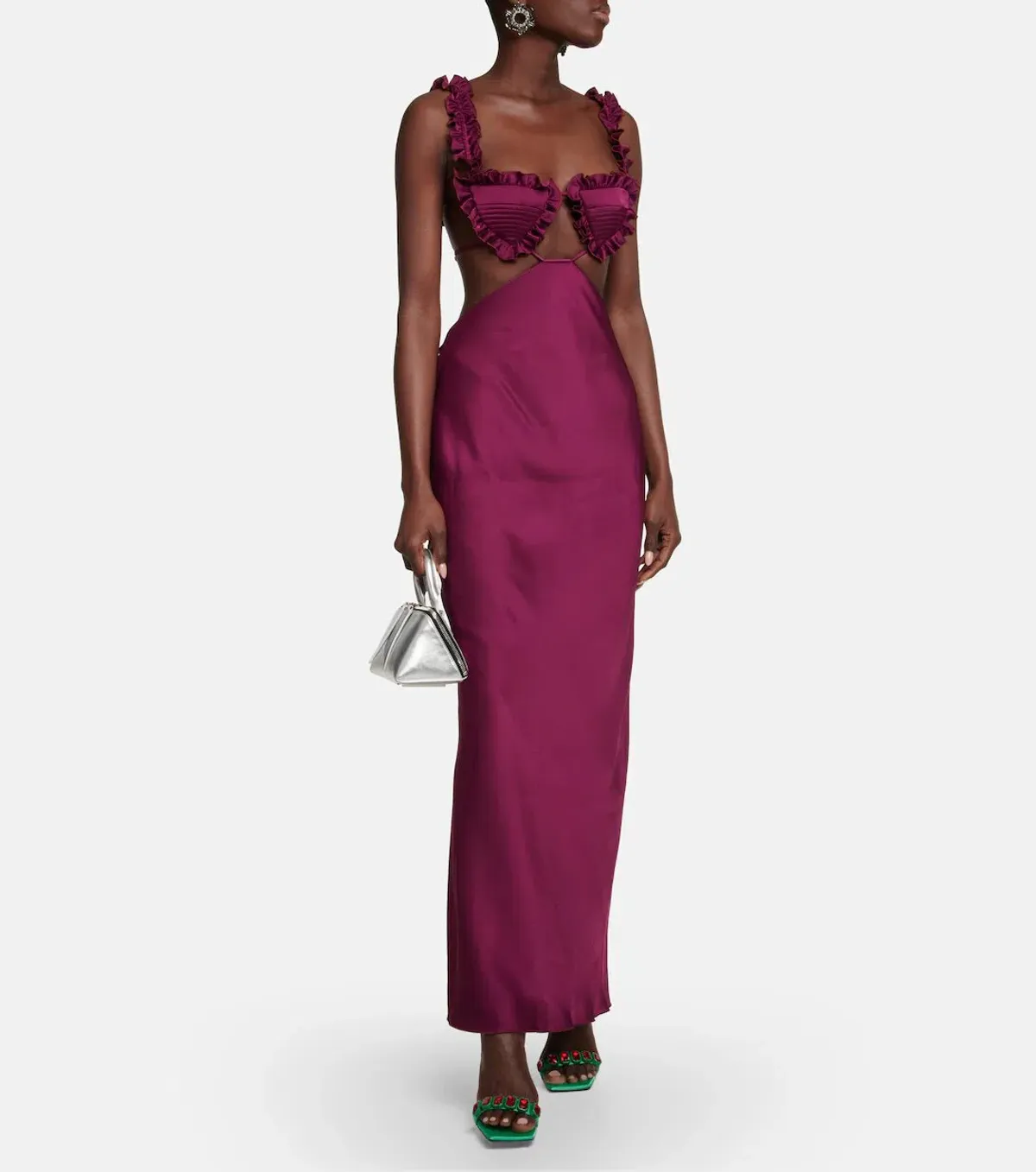 Attico Amber Cutout Satin Midi Dress In Purple Size 6 - Image 1