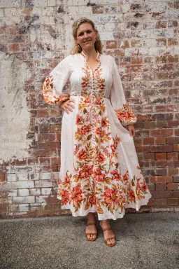 Zimmermann The Vacay Billow Long Dress in Peach Floral Size 4/Au 16  for rent on The Volte - image 2