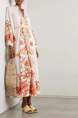 Zimmermann The Vacay Billow Long Dress in Peach Floral Size 4/Au 16  for rent on The Volte - image 8