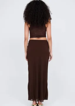 Benni Valentino Lace Top and Lace Insert Skirt Set Brown Size 8 for rent on The Volte - image 3