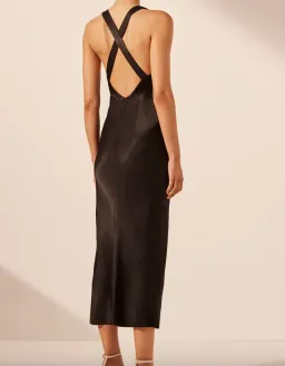 Shona Joy Camille Lace Cross Back Midi Dress in Black Size XS / AU 6 for rent on The Volte - image 2