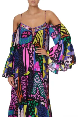 Camilla Drop Shoulder Shoestring Strap Long Sleeve Dress in Fair Ladys Dinkum One Size  for rent on The Volte - image 4