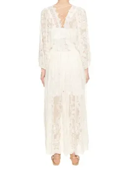 Zimmermann Alchemy Twine Embroidery Sheer Long Dress Ivory Size 1 / AU 10 for rent on The Volte - image 2