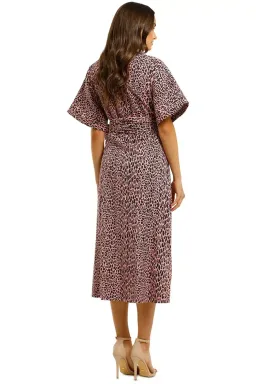 Husk Lima Wrap Midi Dress in Pink Leopard Print Size 14 for rent on The Volte - image 3