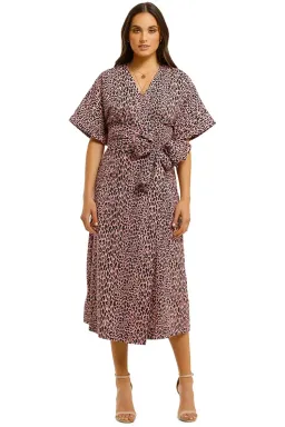 Husk Lima Wrap Midi Dress in Pink Leopard Print Size 14 for rent on The Volte - image 4