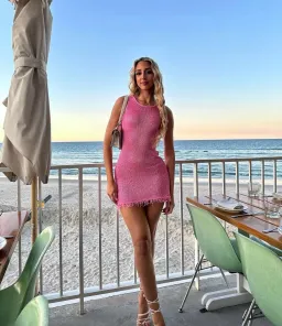 Asta Resort Natalia Mini Dress Pink Sequin Size XS / AU 6 for rent on The Volte - image 3