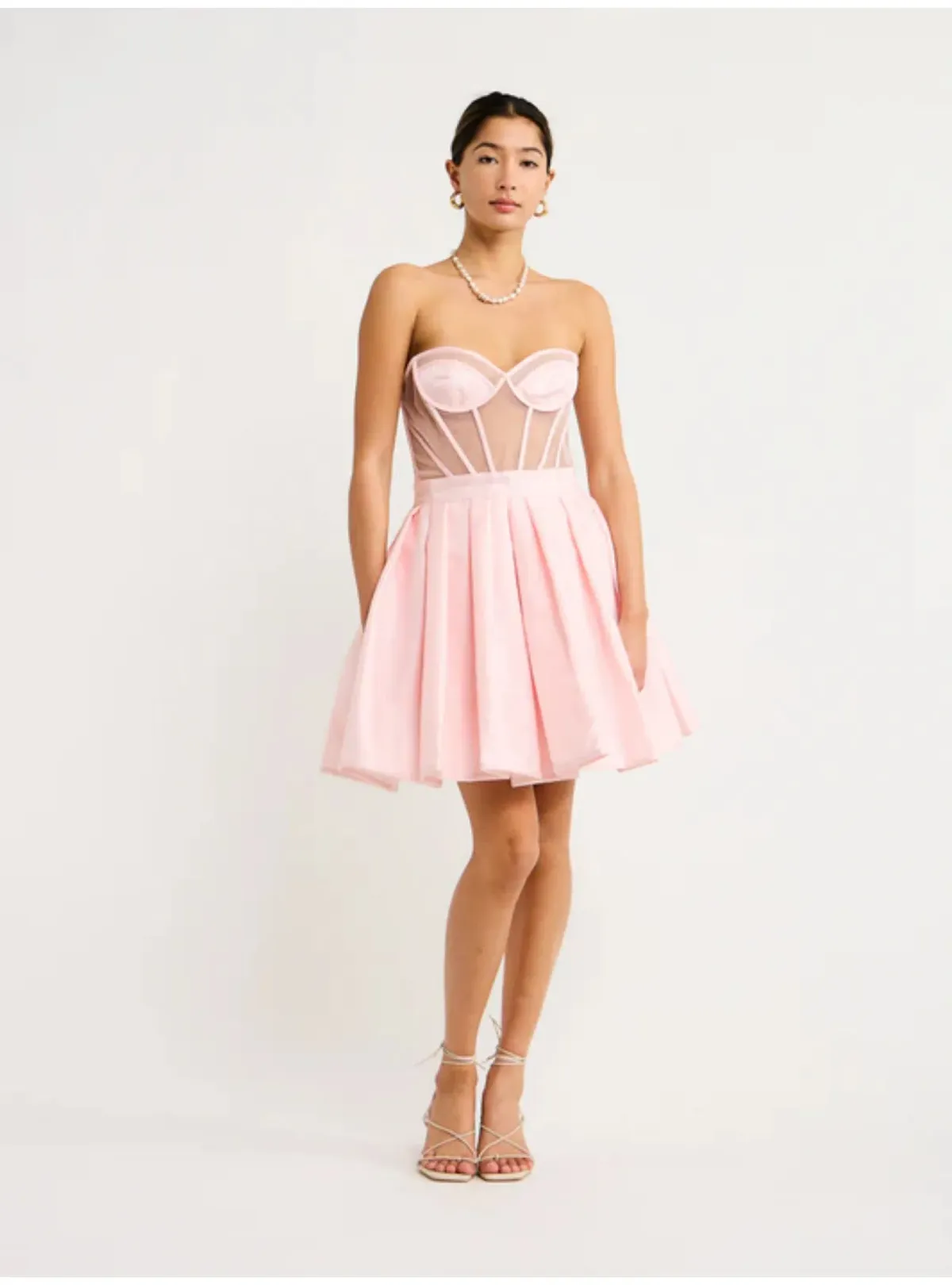 Leo Lin Eliza Structured Bustier Mini Dress Pink Size AU 8 for rent on The Volte - main image