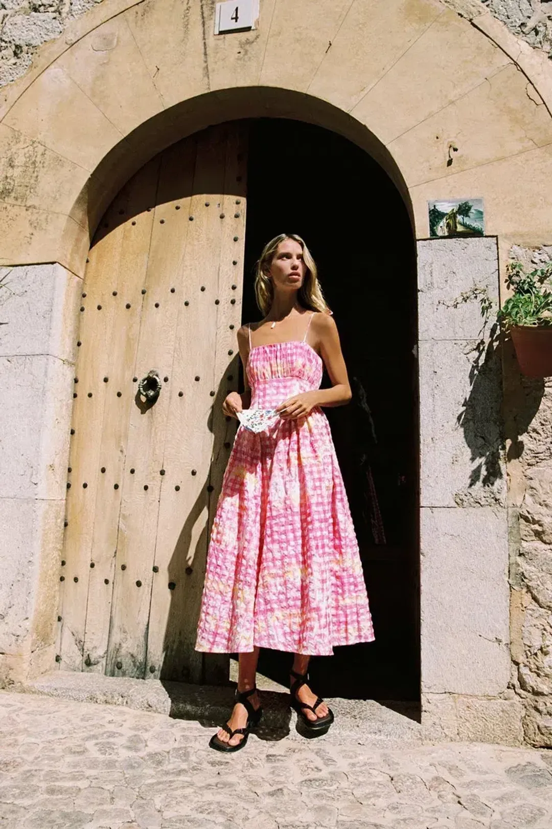 Steele Marina Midi Dress in Hypno Gingham Print Size AU 8 for rent on The Volte - main image