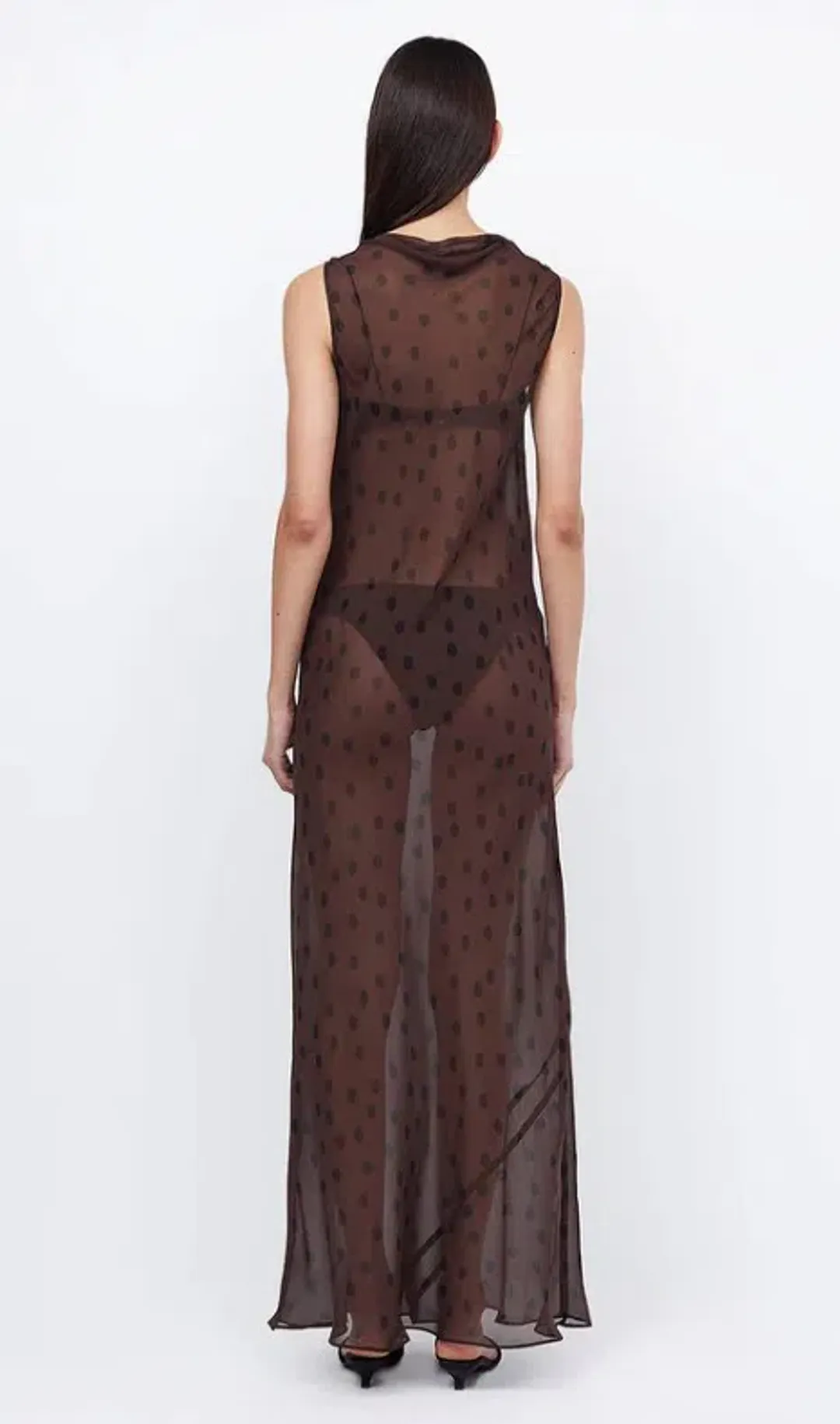 Bec & Bridge Turner Boatneck Sheer Maxi Dress Brown Size AU 10  for rent on The Volte - main image