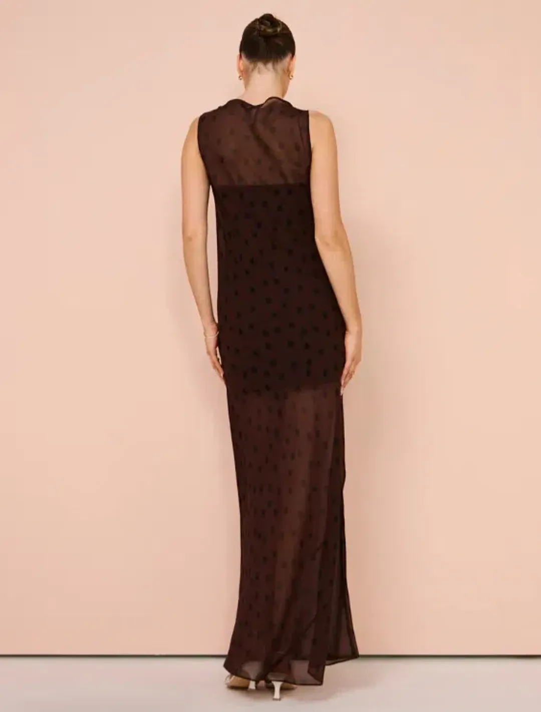 Bec & Bridge Turner Boatneck Sheer Maxi Dress Brown Size AU 10  for rent on The Volte - main image