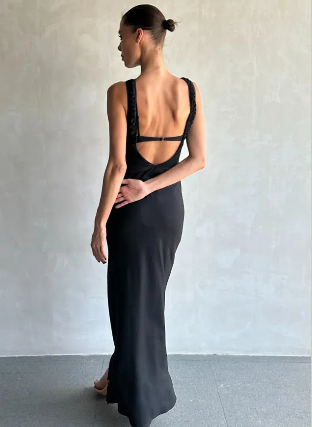 Bec & Bridge Naomi Split Maxi Sheer Mesh Dress in Black Size AU 6 for rent on The Volte - main image