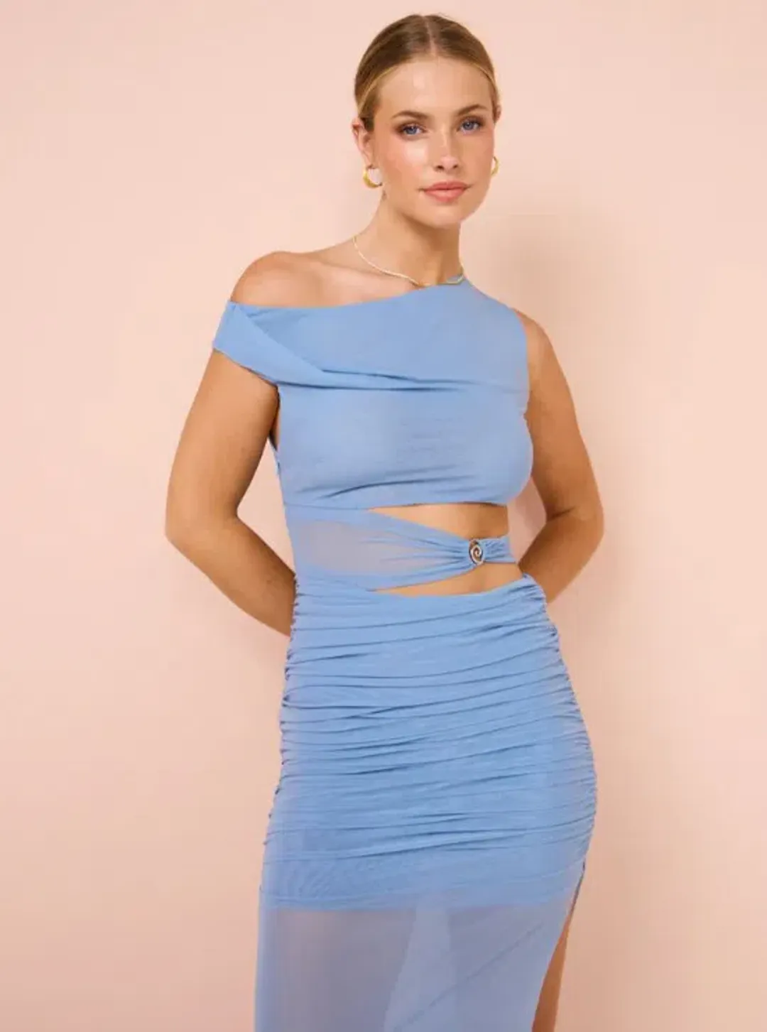 Bec & Bridge Whorl Asym Mesh Maxi in Merdian Blue Size AU 8 for rent on The Volte - main image