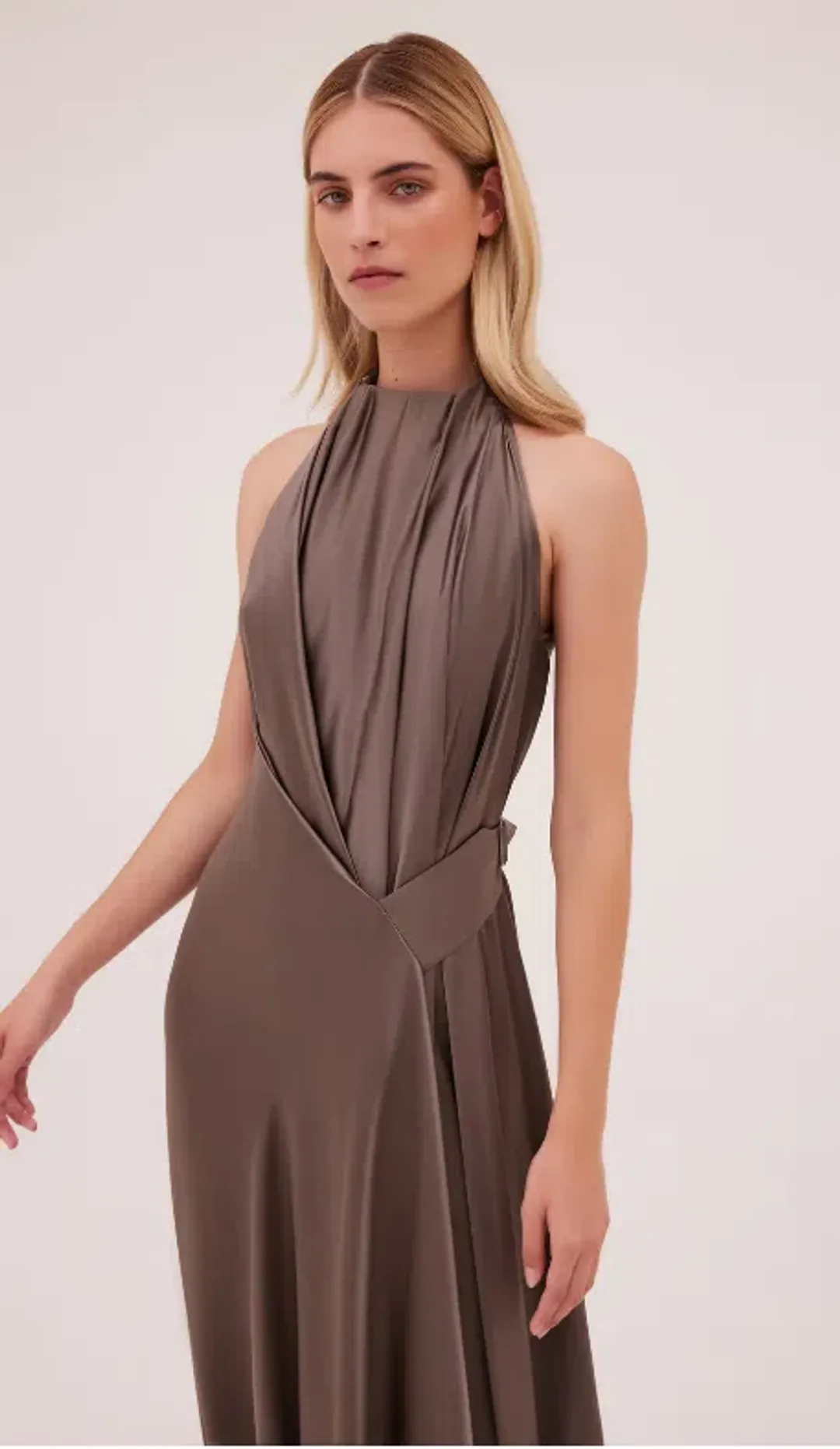 Bianca Spender Isabella Gown Bronze Silk Size AU 4 for rent on The Volte - main image