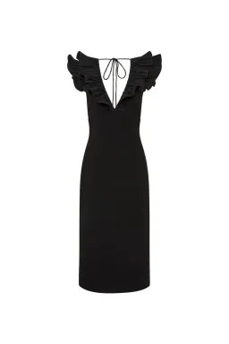 Rebecca Valance Chloe Midi Dress in Black Size AU 8 for rent on The Volte - image 5