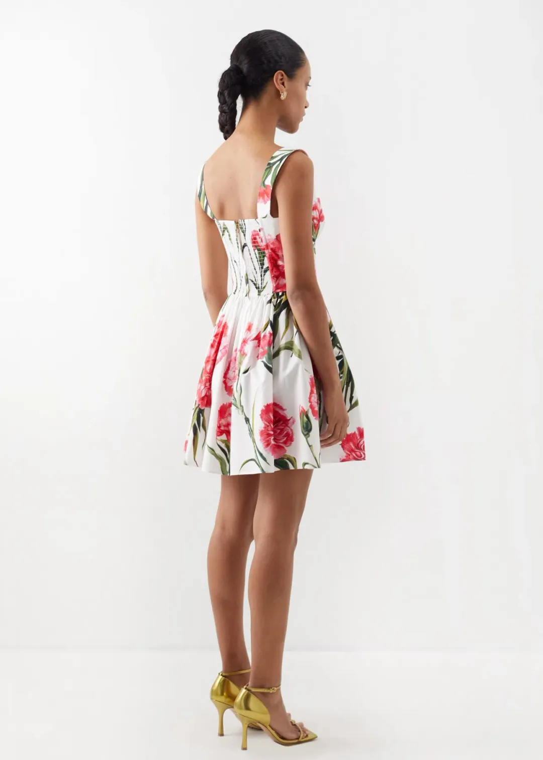 Dolce & Gabbana Short Carnation Print Poplin Dress Size AU 12 for rent on The Volte - main image