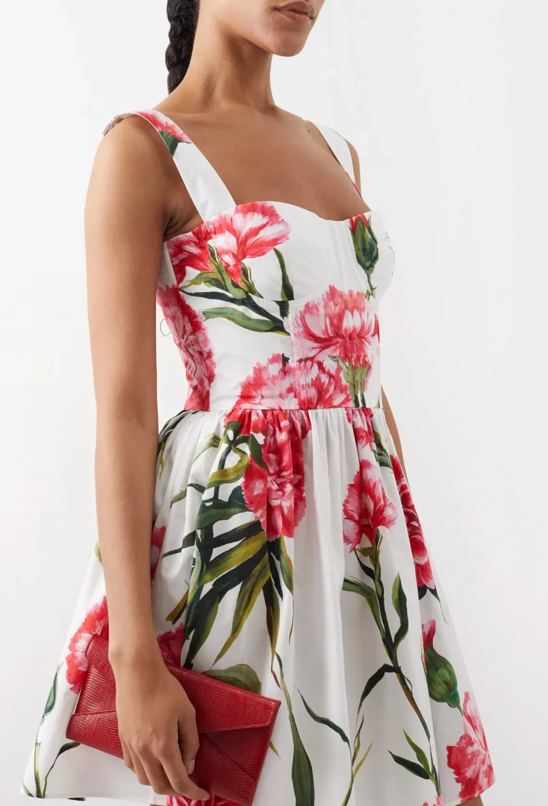 Dolce & Gabbana Short Carnation Print Poplin Dress Size AU 12 for rent on The Volte - main image