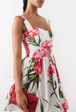 Dolce & Gabbana Short Carnation Print Poplin Dress Size AU 12 for rent on The Volte - image 4