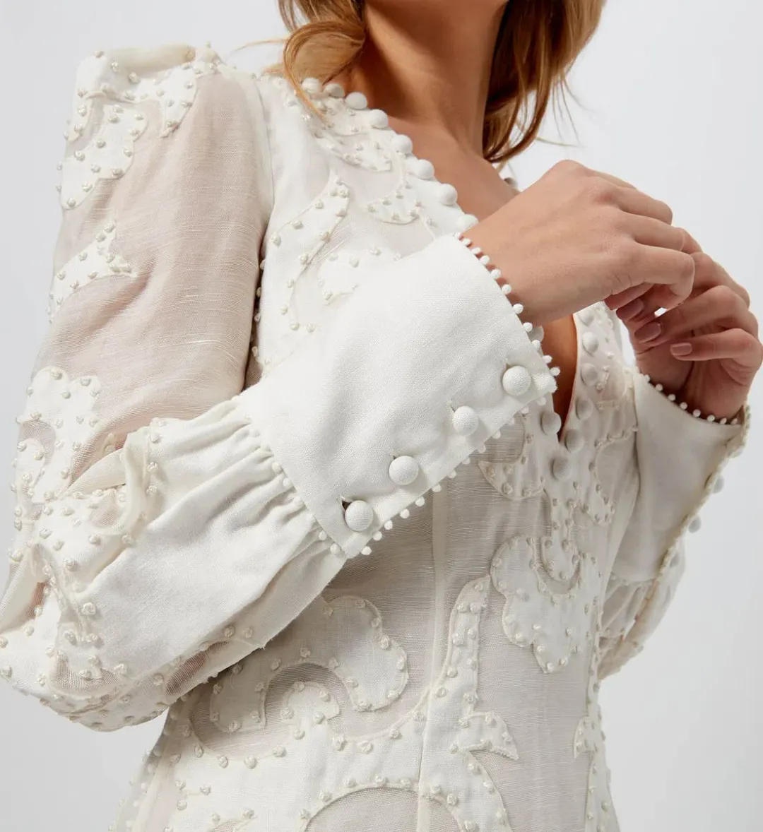 Zimmermann Sunny Appliqué Flip Dress White Size 8 for rent on The Volte - main image