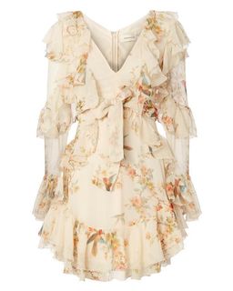 Zimmermann Folly Flutter Mini Dress Cream Floral Size 8 for rent on The Volte - image 4