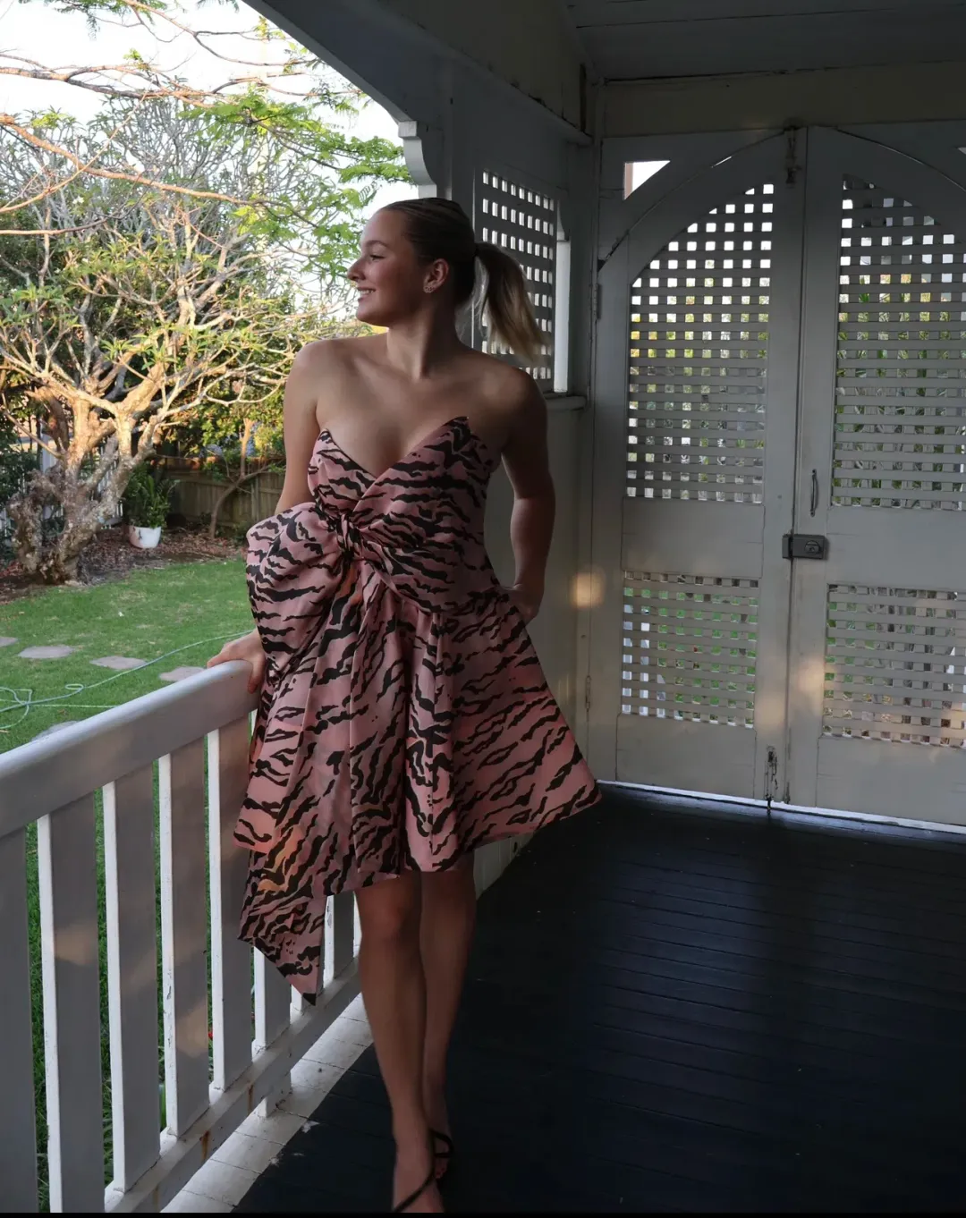 Zimmermann The Matchmaker Bow Bodice in Pink Tiger Size 1 / AU 10  for rent on The Volte - main image