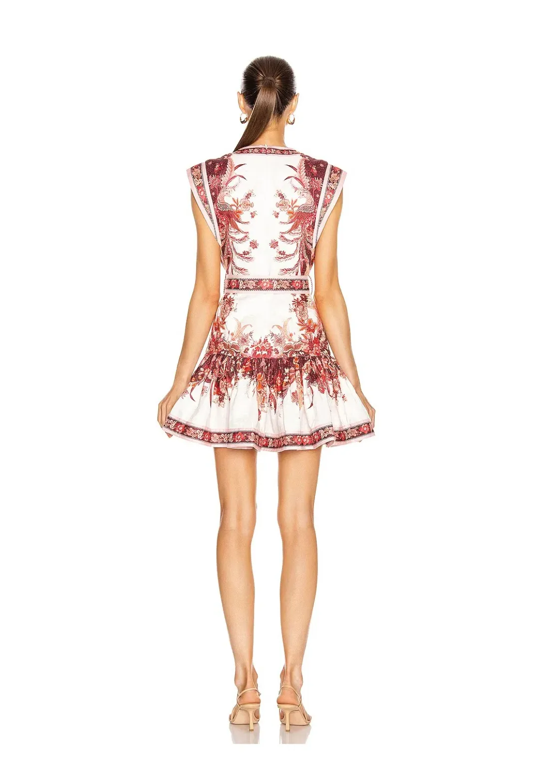 Zimmermann Wavelength Fluted Mini Dress Red Phoenix Size 2 / AU 12 for rent on The Volte - main image