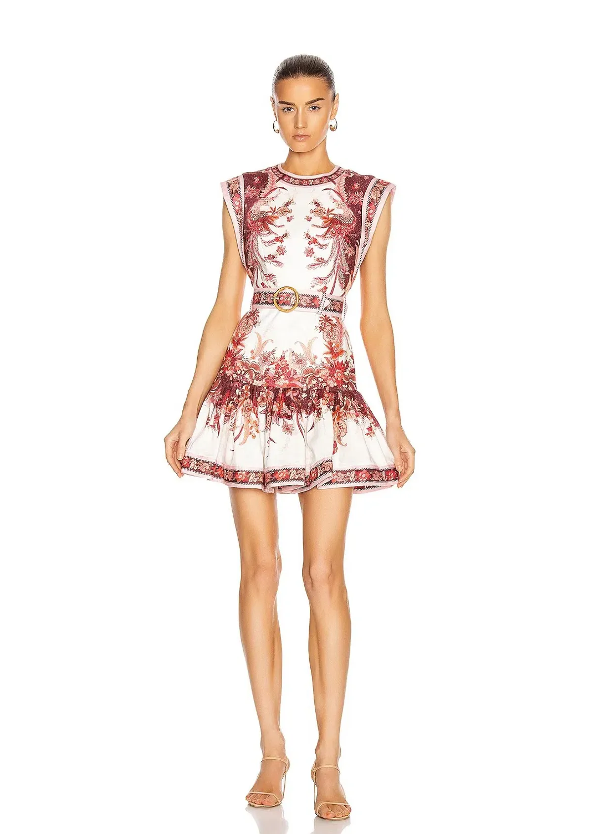 Zimmermann Wavelength Fluted Mini Dress Red Phoenix Size 2 / AU 12 for rent on The Volte - main image