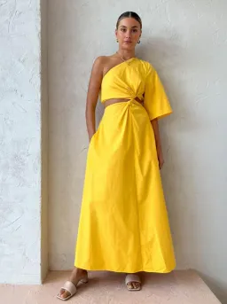 Camilla & Marc Wally One Shoulder Cut Out Maxi Dress in Yellow Size 10 for rent on The Volte - image 1