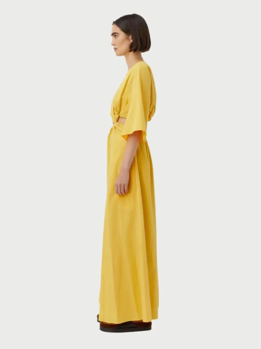 Camilla & Marc Wally One Shoulder Cut Out Maxi Dress in Yellow Size 10 for rent on The Volte - main image