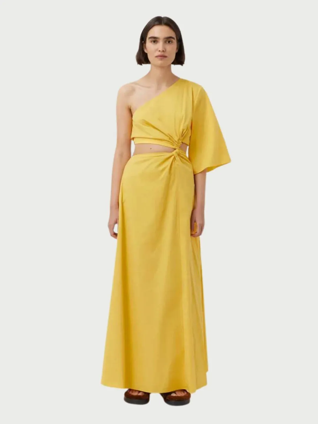 Camilla & Marc Wally One Shoulder Cut Out Maxi Dress in Yellow Size 10 for rent on The Volte - main image