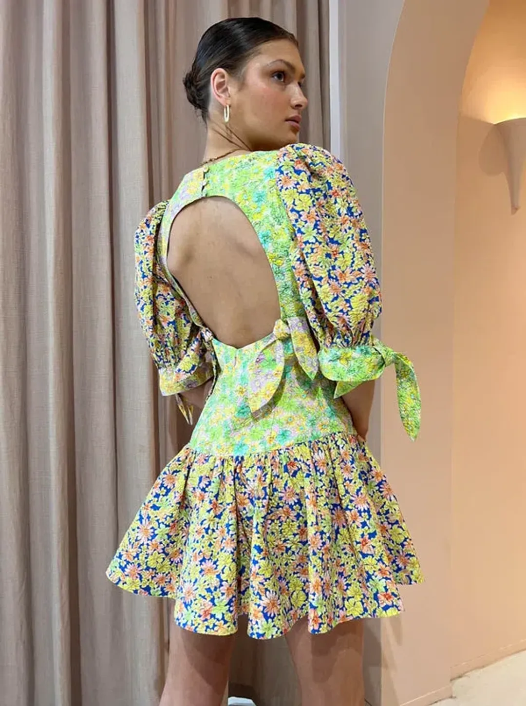 Alemais Daisy Spliced Mini Dress Multi Floral Size 10 for rent on The Volte - main image