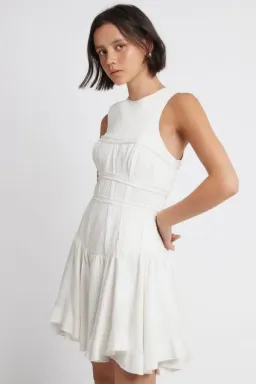 Aje Tidal Corset Mini Dress Ivory Size 10  for rent on The Volte - image 2