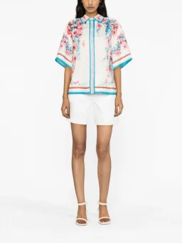 Zimmermann The Halcyon Oversized Shirt in Pink/Blue Floral Size 0/Au 8  for rent on The Volte - image 1