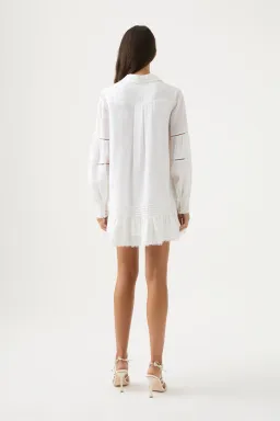Aje Lotus Shirt Dress White Size 8 for rent on The Volte - image 2