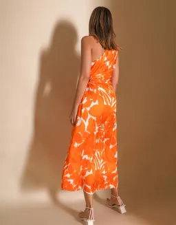 Lover Marigold One Shoulder Midi Dress Print Size 8  for rent on The Volte - image 3