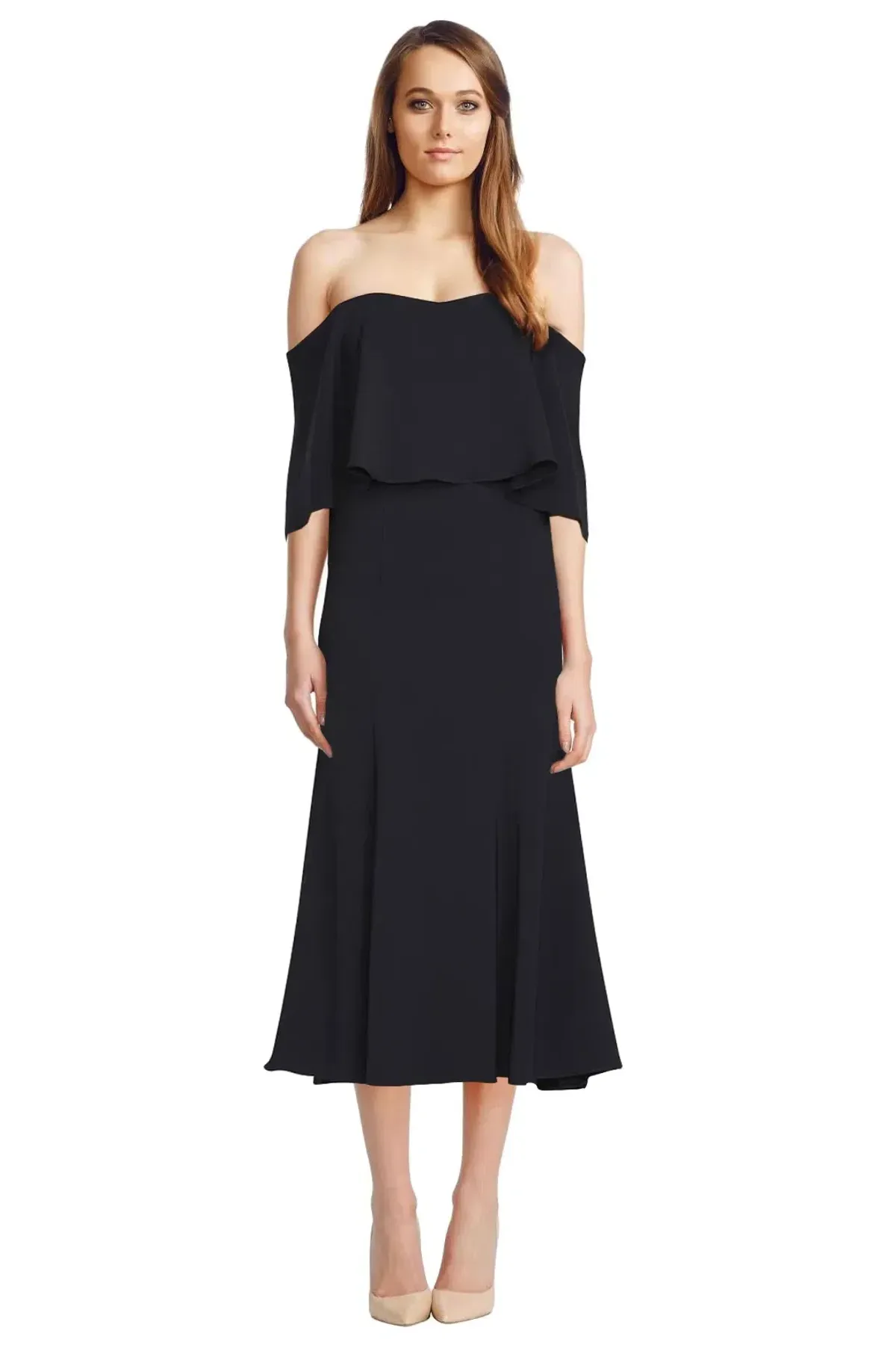 Camilla and Marc Bridal Off Shoulder Dress Navy Size 6 for rent on The Volte - main image