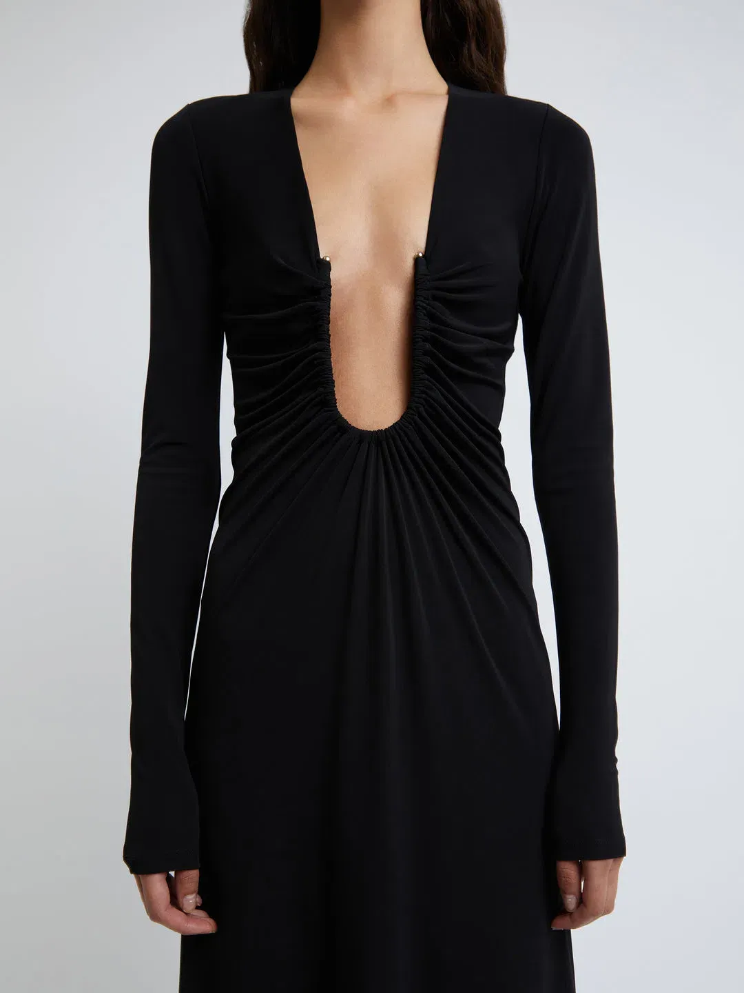 Christopher Esber Arced Palm Long Sleeve Dress Black Size 8 for rent on The Volte - main image