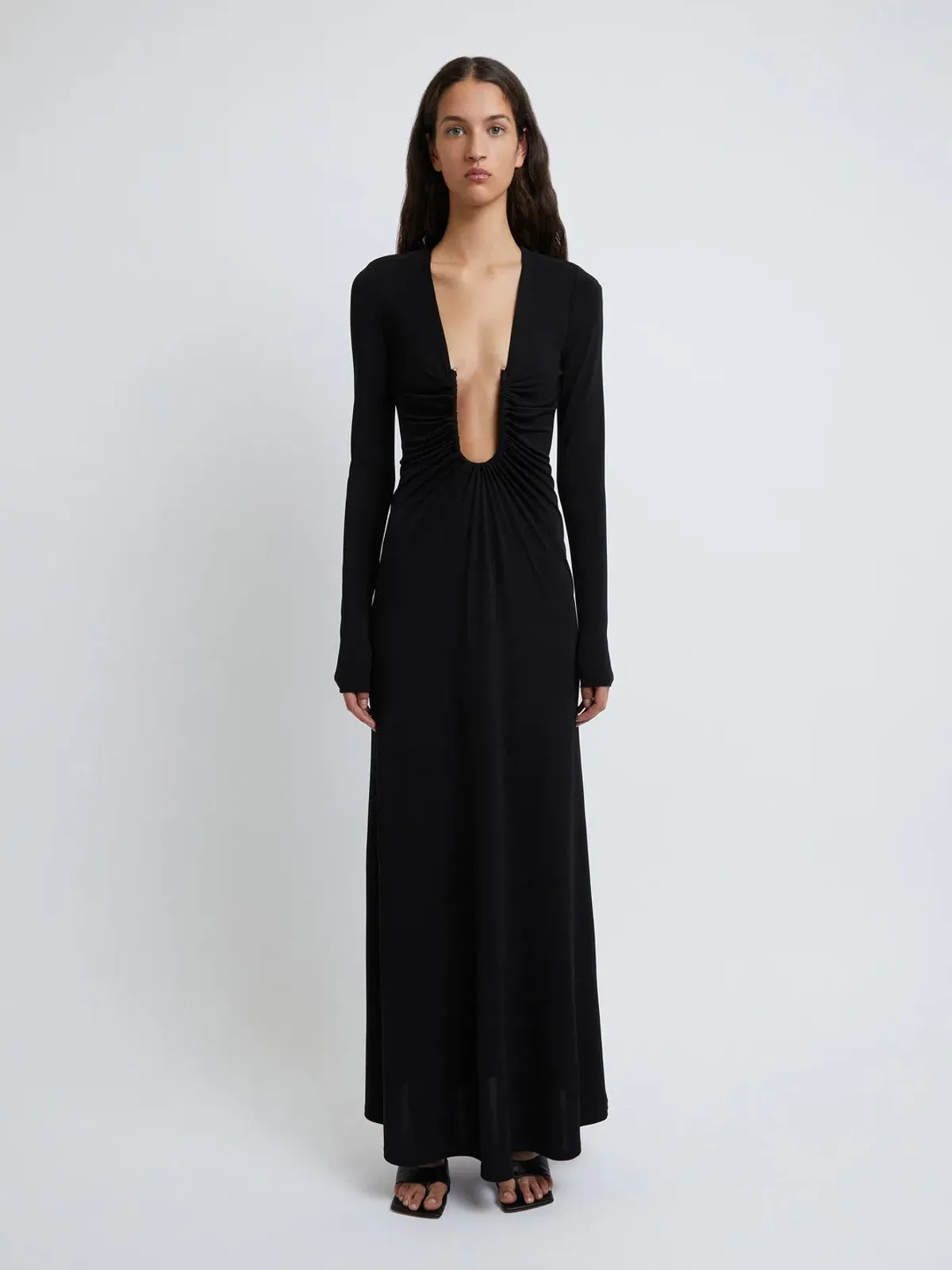 Christopher Esber Arced Palm Long Sleeve Dress Black Size 6 for rent on The Volte - main image