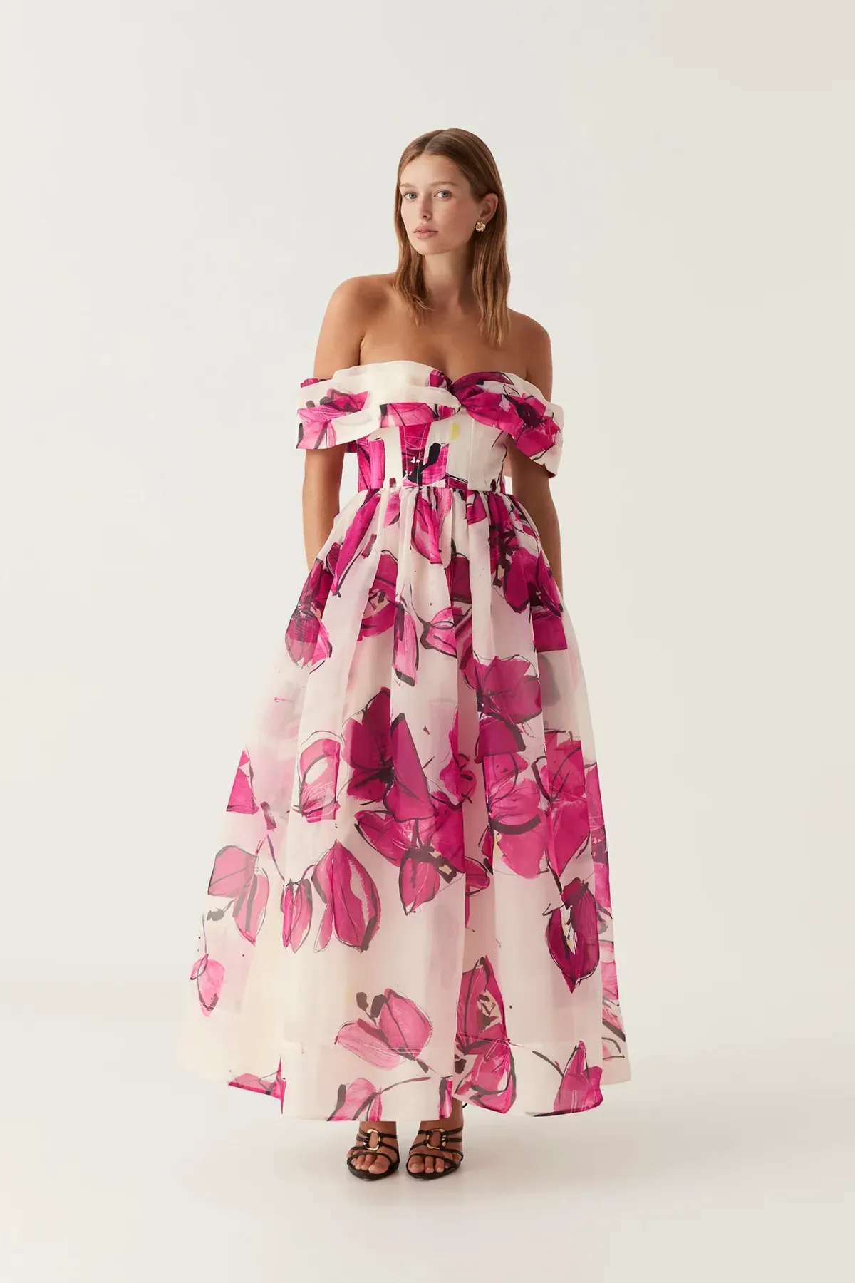 Aje Cordelia Corsetted Maxi Dress Falling Floral Size AU 8 for rent on The Volte - main image